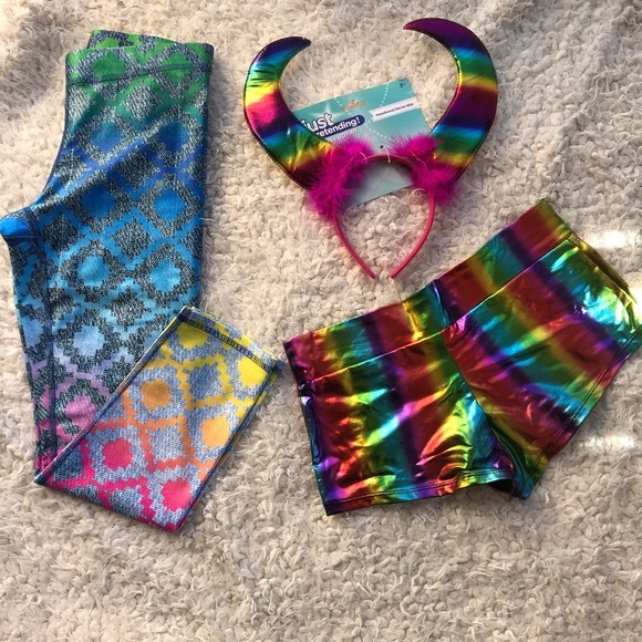 3pc party rave bundle. Leggings Shorts Headband Sm - Picture 1 of 8